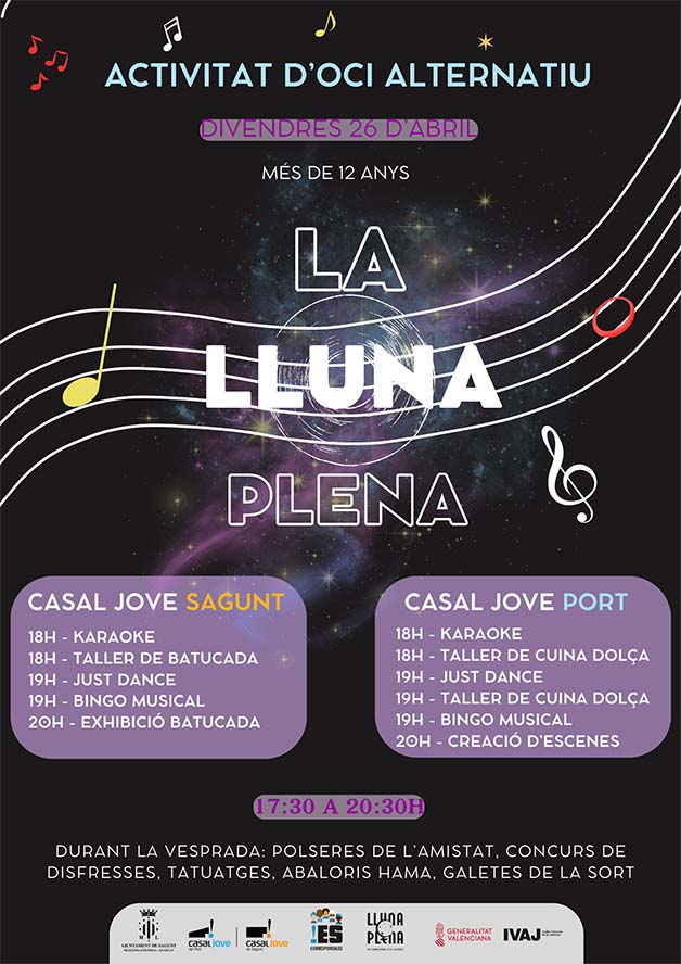 Vuelve Lluna plena, el evento mensual de ocio alternativo gratuito para jóvenes