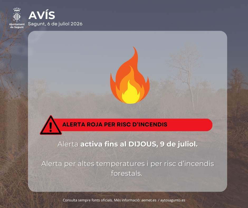 El 112 Comunitat Valenciana eleva a nivell 3 la preemergència per risc d'incendis