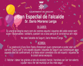 El alcalde de Sagunto dicta un bando especial para celebrar una macrofiesta de cumpleaños con los niños y niñas del municipio una vez superada la pandemia
