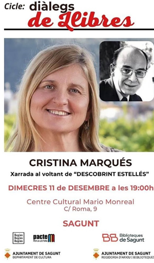 La profesora Cristina Marqués presenta el libro 'Descobrint Estellés' en el ciclo Diàleg de Llibres