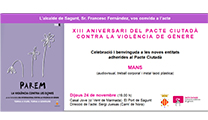 Igualdad organiza el acto del XIII Aniversario del Pacto Ciudadano contra la Violencia de Género