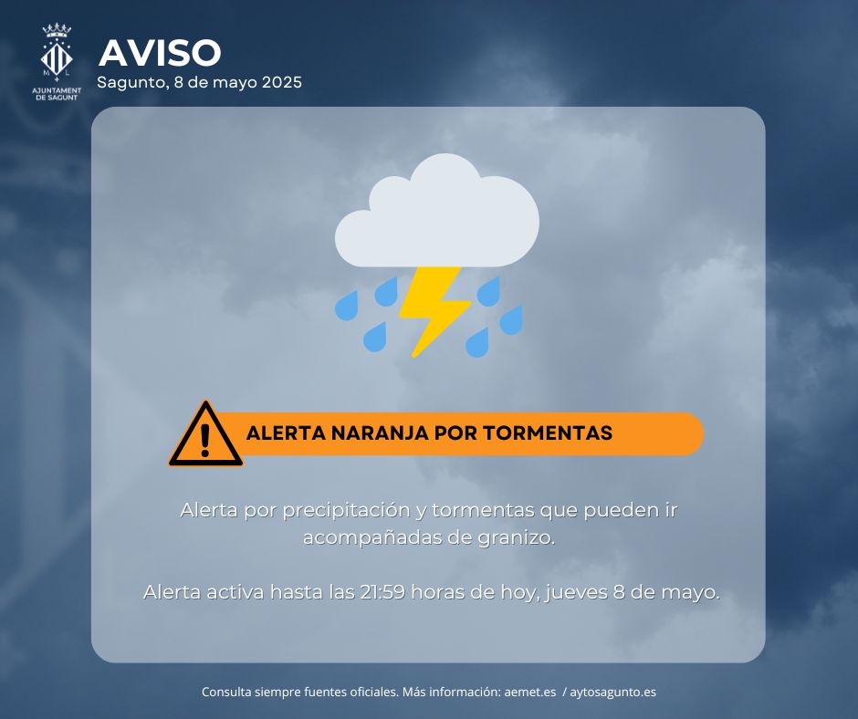 El 112 Comunidad Valenciana ha elevado la alerta por tormentas a nivel naranja
