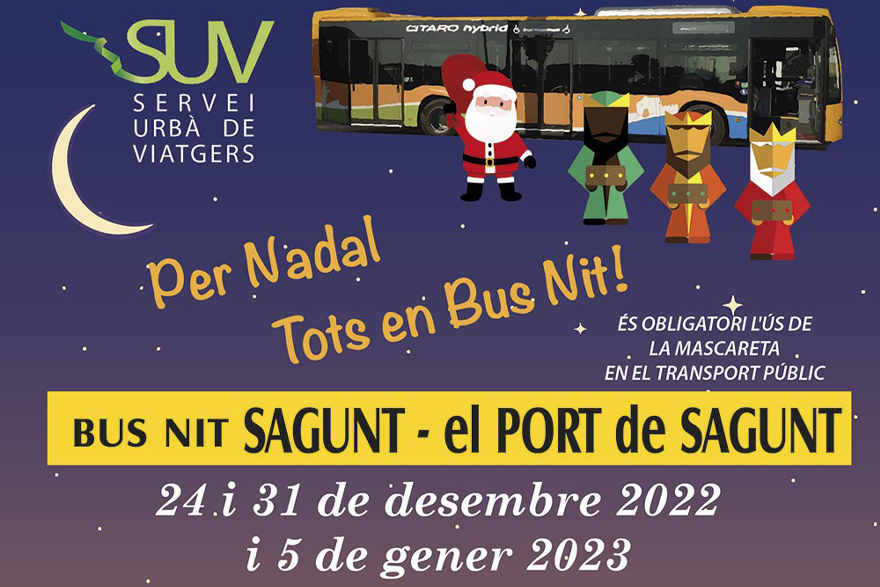 El servicio de bus nocturno se refuerza estas navidades en los días más señalados