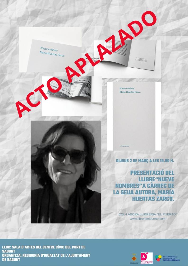 La presentació del llibre 'Nueve nombres' prevista per a esta vesprada s’ajorna