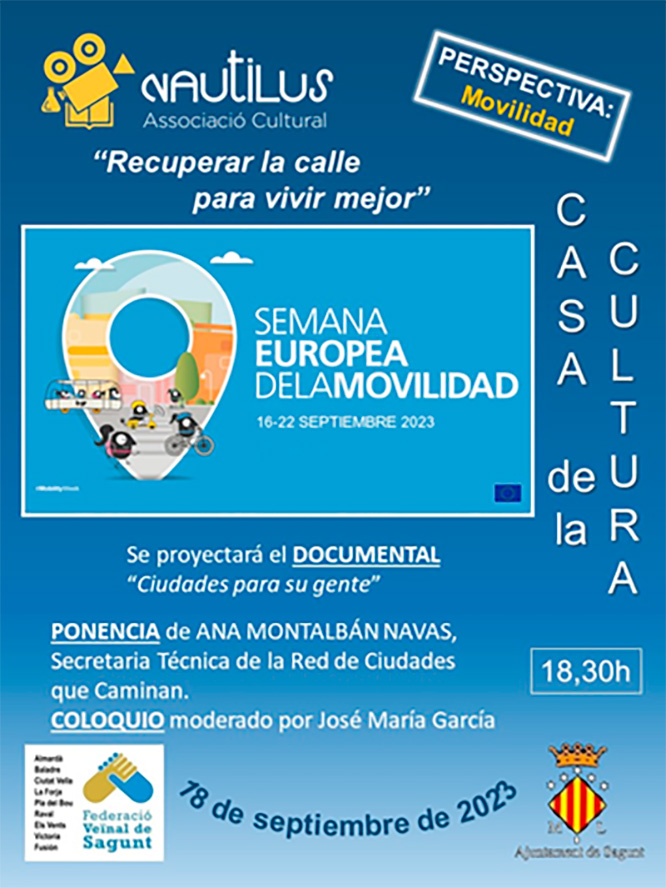 "Recuperar la calle para vivir mejor": un documental, una ponencia y un coloquio dentro de la Semana de la Movilidad