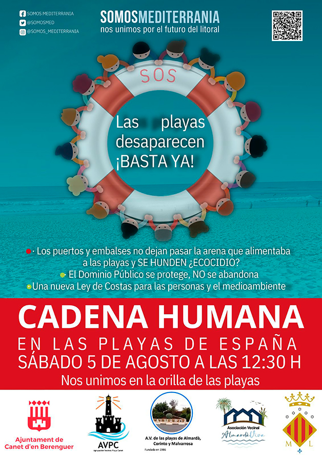 Sagunto y Canet d’en Berenguer se suman a la cadena humana en protesta por el abandono de la costa