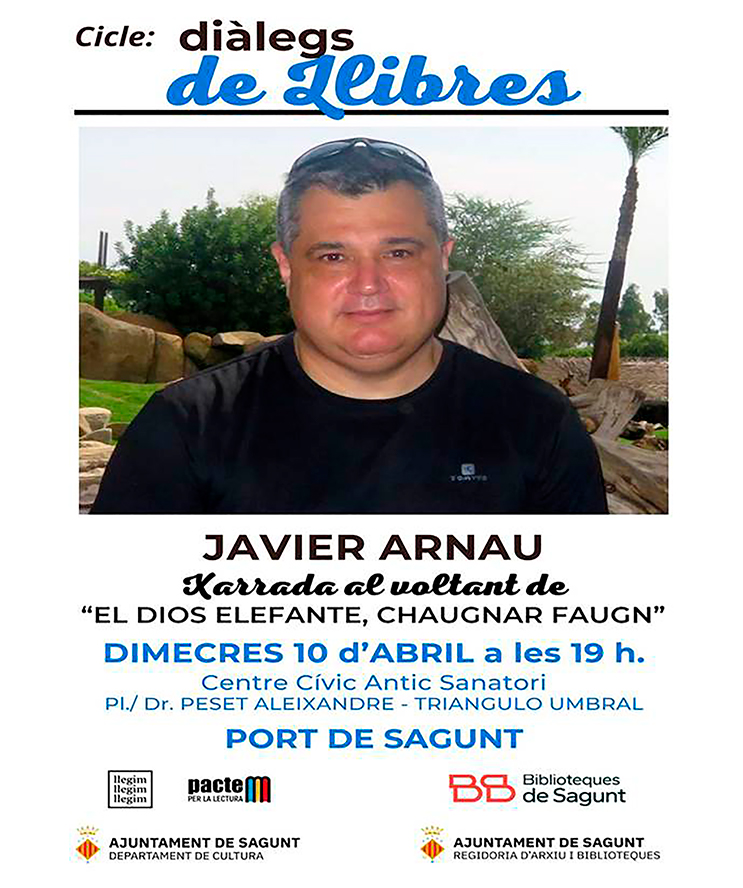 El escritor Javier Arnau es el próximo invitado al ciclo literario ‘Diàleg de Llibres’