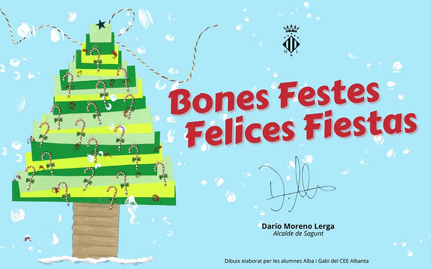 La Alcaldía del Ayuntamiento de Sagunto felicitará este año la Navidad con una postal diseñada por alumnado del CEE Albanta