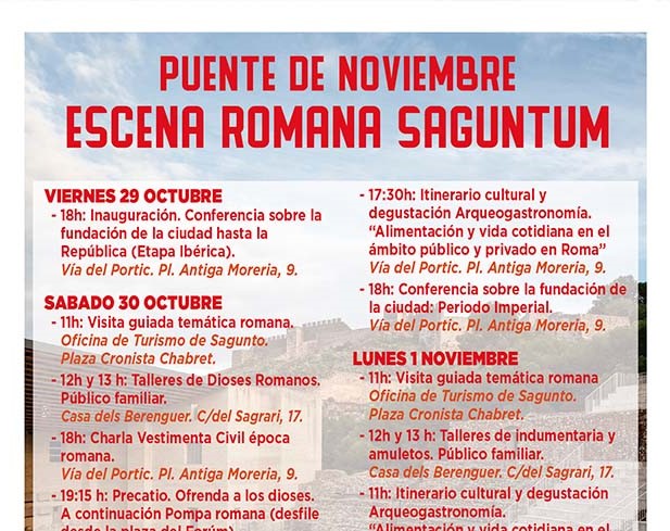 La concejalía de Turismo organiza Escena Romana Saguntum para promocionar la cultura romana el próximo puente de noviembre 