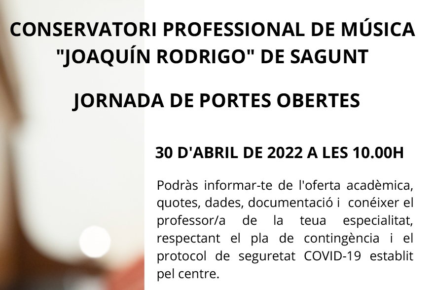 El conservatorio de música Joaquín Rodrigo realiza la jornada de puertas abiertas el 30 de abril 