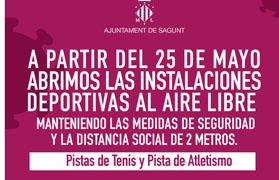 Sagunto reabre el 25 de mayo las instalaciones deportivas al aire libre y el Casal Jove 