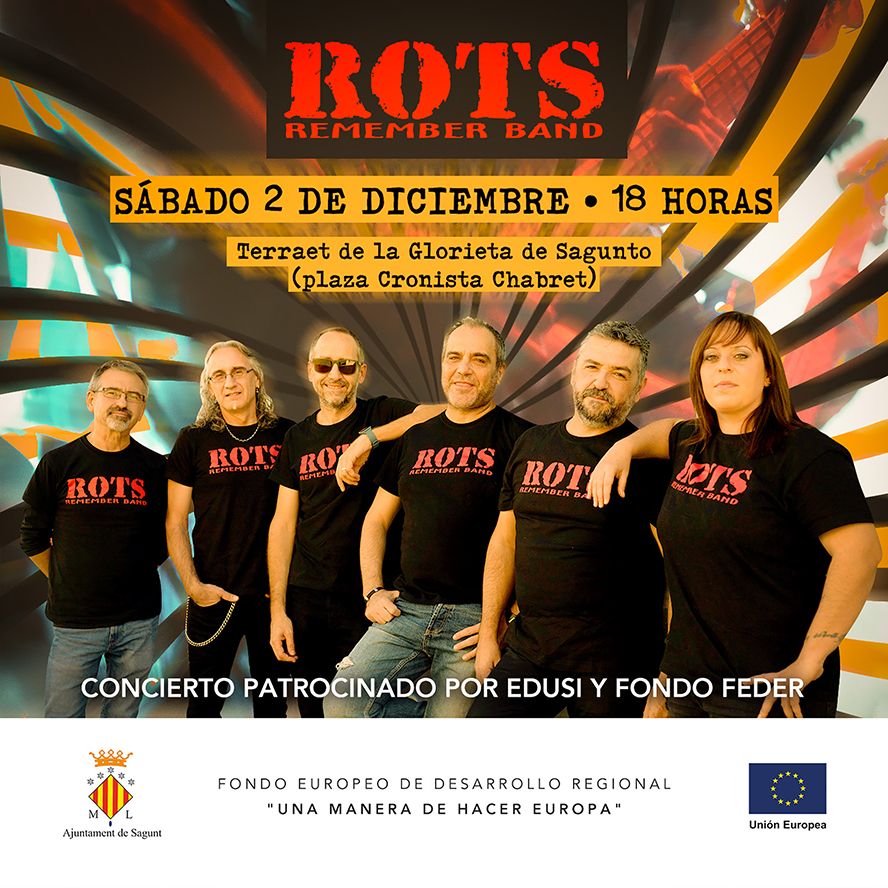 El Ayuntamiento de Sagunto invita a la ciudadanía a un concierto de la Rots Remember Band como cierre de las principales inversiones financiadas por la Unión Europea