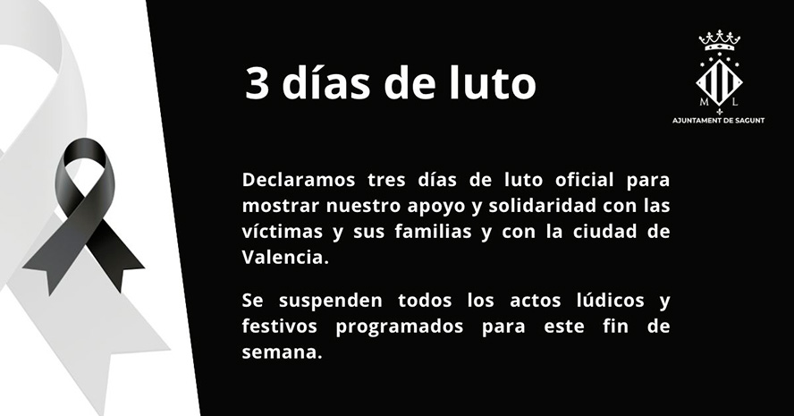 El Ayuntamiento de Sagunto decreta tres días de luto oficial por el incendio de Campanar