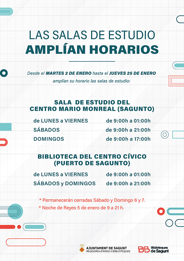 Las salas de estudio de los dos núcleos urbanos del municipio amplían sus horarios 