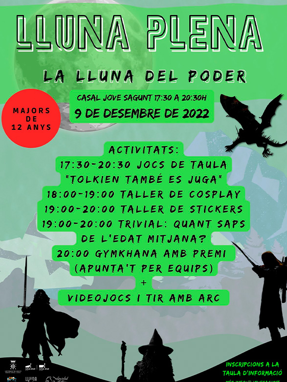 El Casal Jove de Sagunto acoge esta tarde la actividad ‘Lluna Plena del Poder’ para jóvenes a partir de 12 años