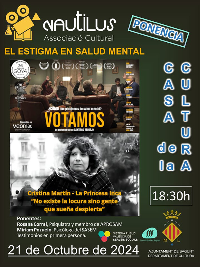 La concejalía de Servicios Sociales proyecta dos cortometrajes y organiza un coloquio sobre el estigma en la salud mental