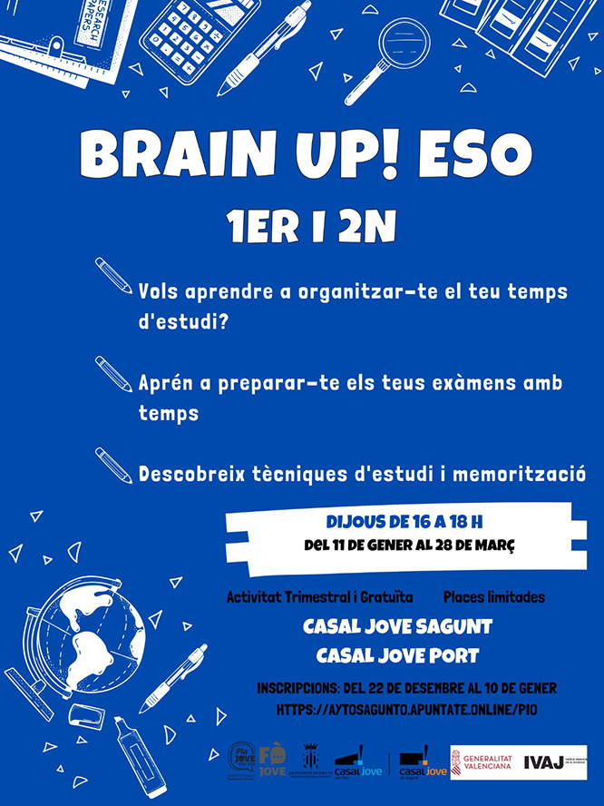 Vuelven los BRAIN UP! que organiza la concejalía de Juventud e Infancia