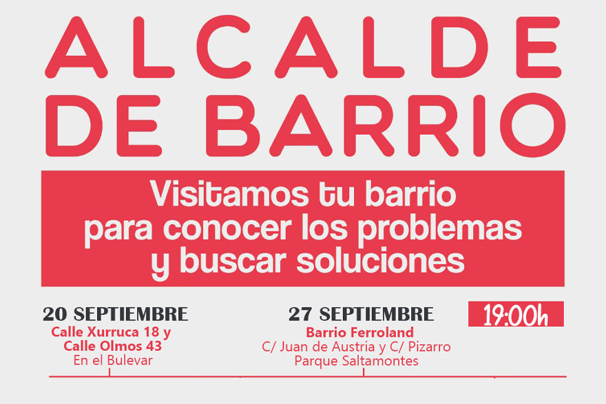 Alcalde de Barrio regresa tras el verano con citas en la zona de Churruca y en Ferroland