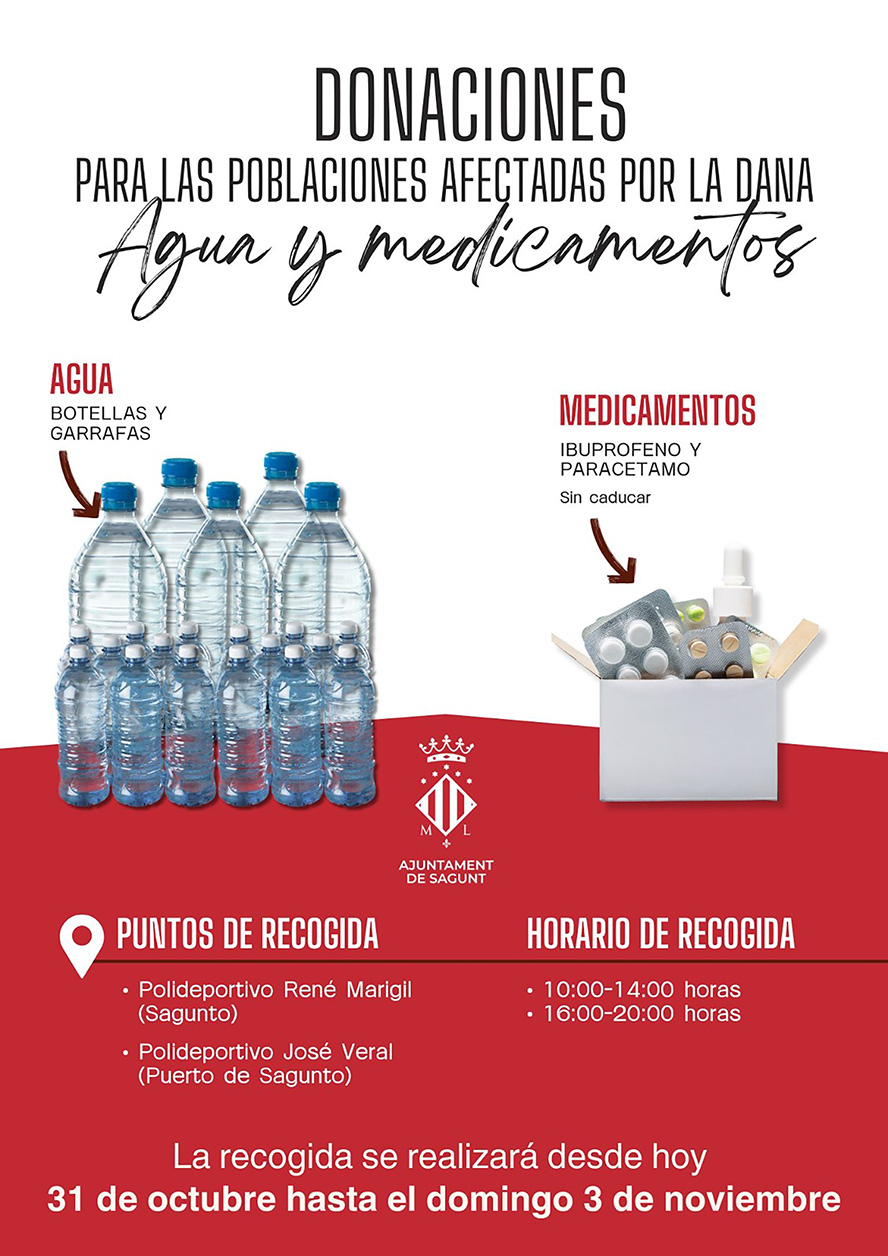 El Ayuntamiento de Sagunto se vuelca con los municipios afectados por las lluvias