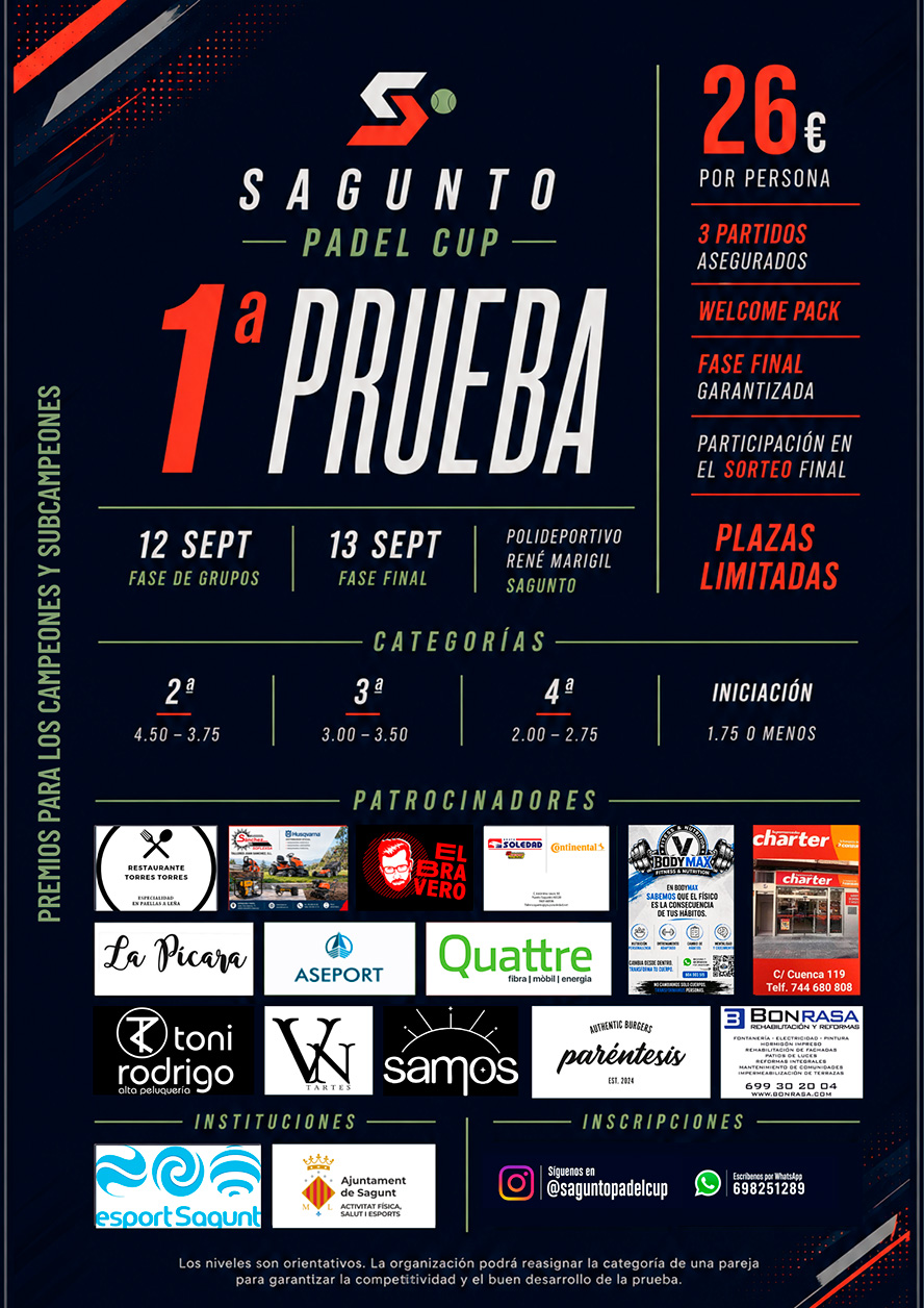 El circuit de pàdel arriba a Sagunt amb la primera prova de la Sagunto Padel Cup